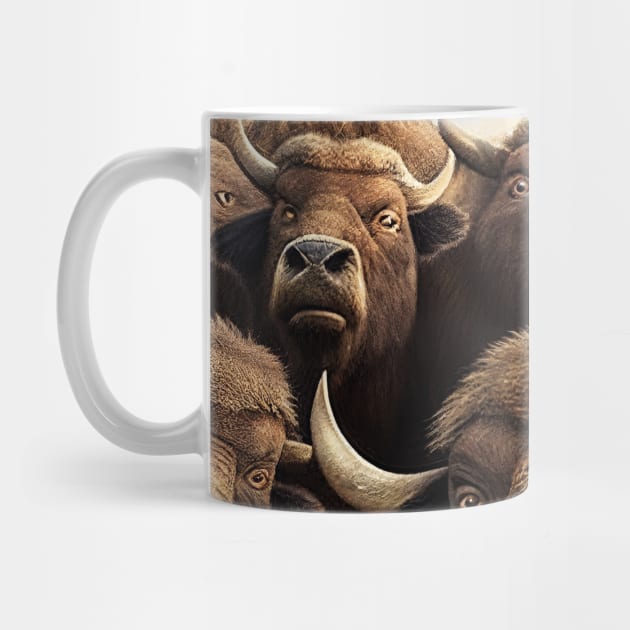 Bison Buffalo Wild Nature Funny Happy Humor Photo Selfie by Cubebox